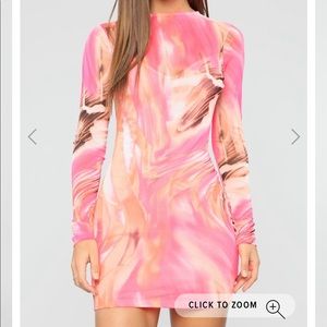 Pink neon mesh dress